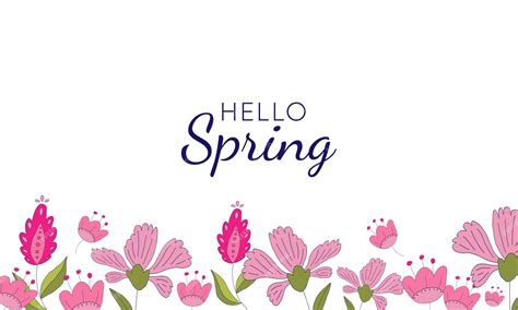 Premium Vector Hello Spring Season Background With Pink Flowers For