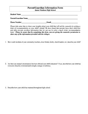 Fillable Online Fcps Parent Guardian Information Form Fax Email Print