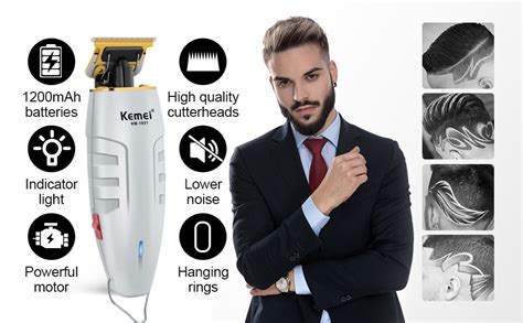 KEMEI Professional Hair Clipper For Men Cordless Barber Trimmer