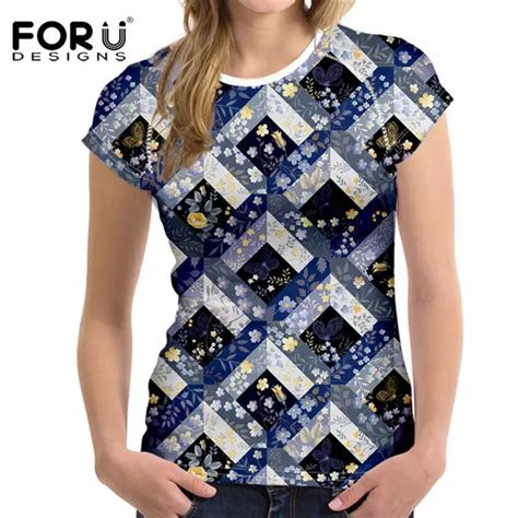 Forudesigns New Patchwork T Shirt Womens T Shirts Tops Pretty Design