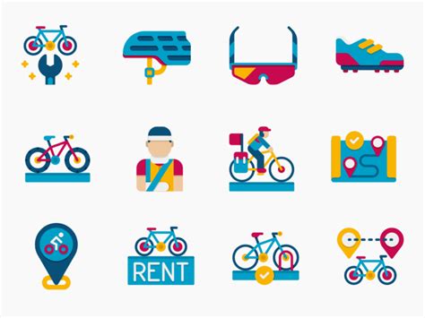 50 Vacation Planning Cycling Tour Icon Set Flat Icons