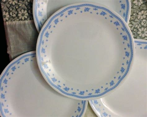 Vintage Corelle Morning Blue Set Of Four Plates Blue Flowers Corelle By