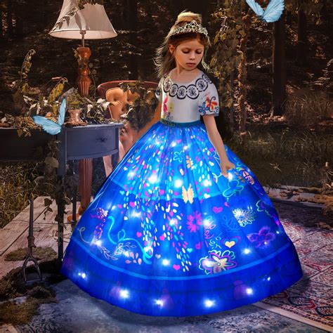 Uporpo Encanto Mirabel Princesa LED Light Up Dress Para Meninas Cosplay