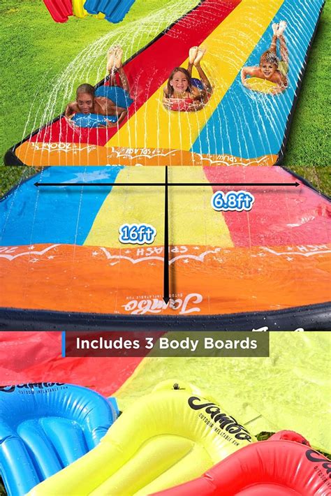 Jambo Premium Slip Splash And Slide With 3 Bodyboards