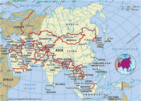 asia geographical key facts  maps countries physical maps regions