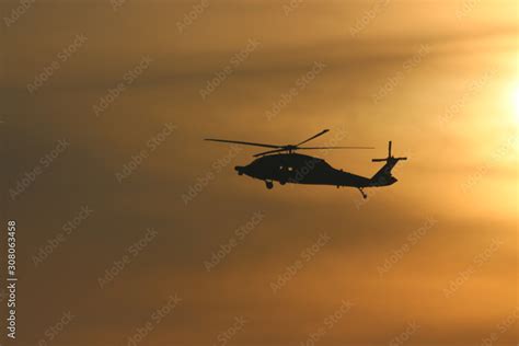 sikorsky s-70 in flight (helicopter in flight) Stock Photo | Adobe Stock