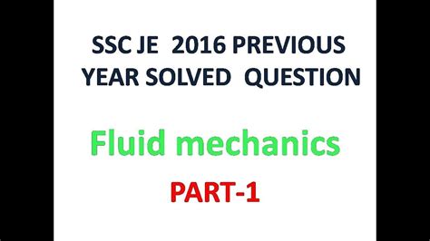 Ssc Je Exam Fluid Mechanics Previous Year Solved Question Part