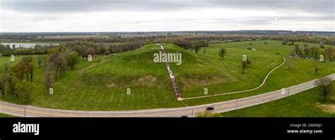 Aerial Panoramic Photograph Of Monks Mound At Cahokia Mounds State