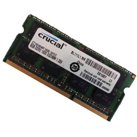 Crucial 8gb Ddr3 1600 Sodimm 135v Bl111l1mr Ct102464bf160b16fed