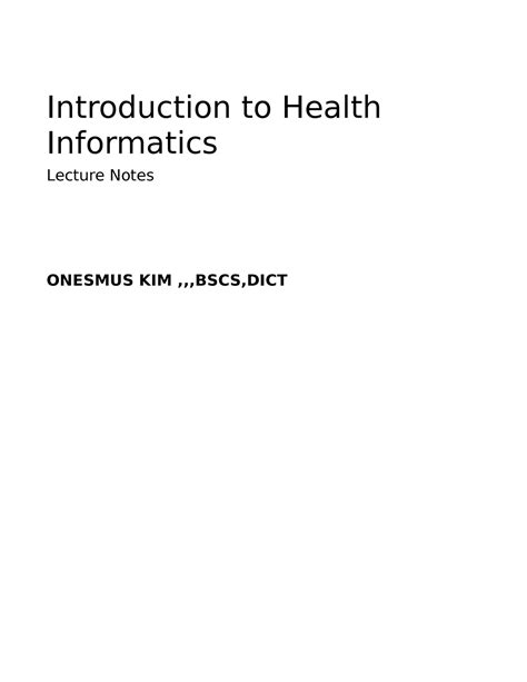 Introduction To Health Informatics Introduction To Health Informatics