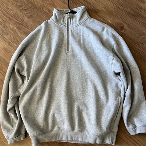 Brandy Melville Quarter Zip Color Grey Size One Size Depop