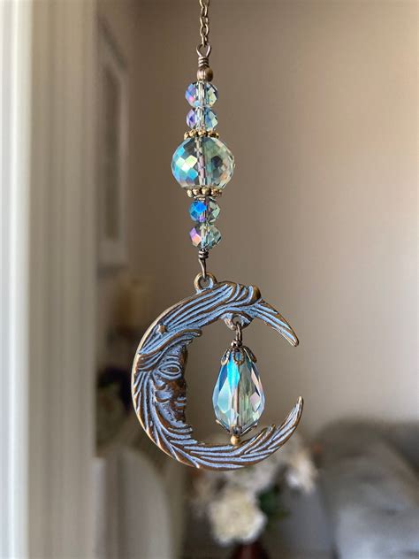 Half Moon Car Rearview Ornament Crescent Moon Celestial Pendant Etsy