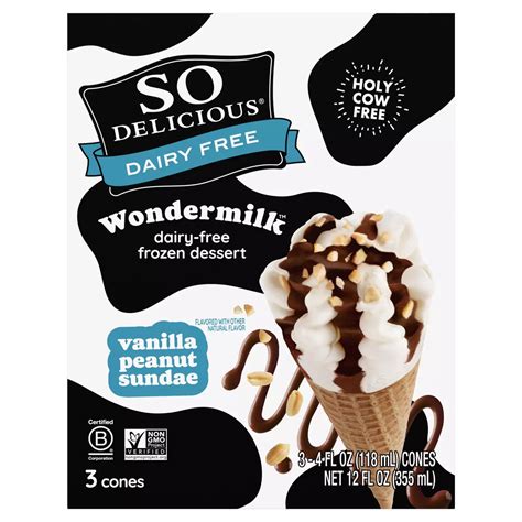 So Delicious Wondermilk Vanilla Peanut Sundae Dairy Free Dessert Cones Shop Bars And Pops At H E B