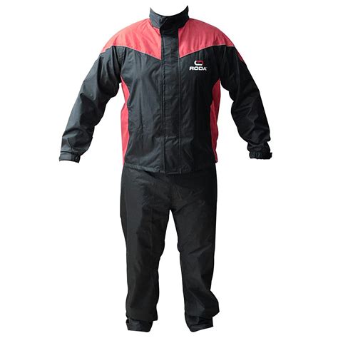 Impermeable Para Motociclista Roda Talla Xl Color Rojo Negro Con