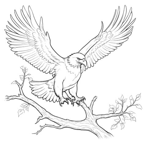 Eagle Landing On A Branch Coloring Page Lulu Pages