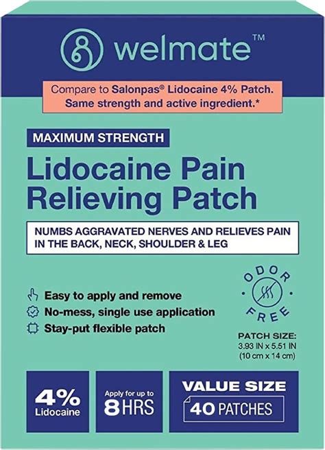 Welmate 4 Lidocaine Numbing Patch Maximum Strength