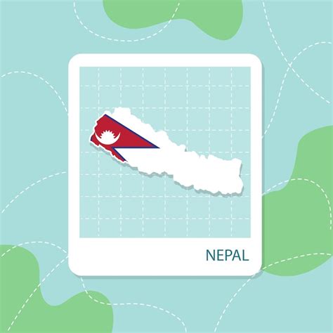 Adesivos do mapa do nepal padrão de bandeira no quadro Vetor Premium