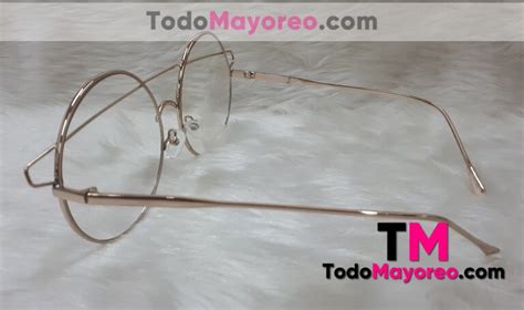 Lentes Estilo Prada Dorado Transparente Redondo Armaz N De Metal L