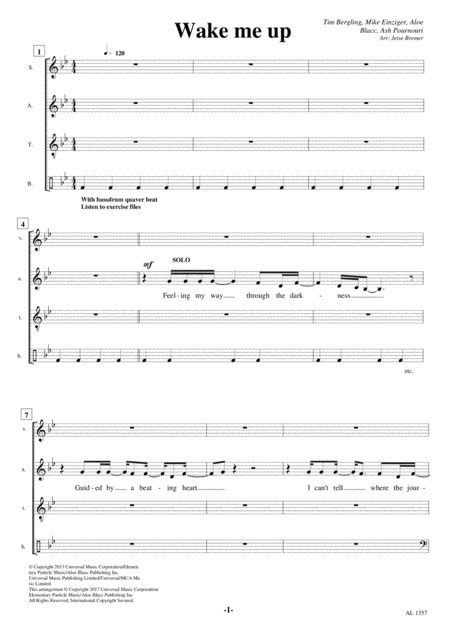 Wake Me Up Arr Jetse Bremer By Avicii Sheet Music For Satb Choir At Sheet Music Direct