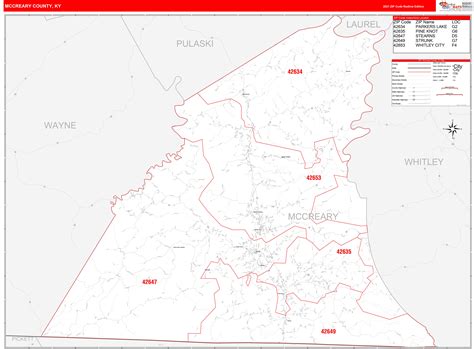 Mccreary County Ky Zip Code Wall Map Red Line Style By Marketmaps