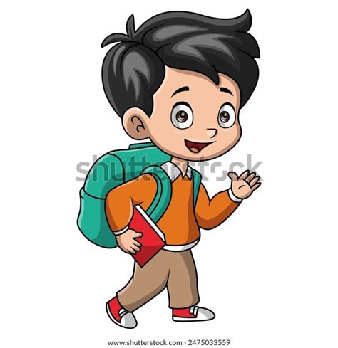 Cute Happy School Boy Cartoon Stock Vector Royalty Free 2475033559