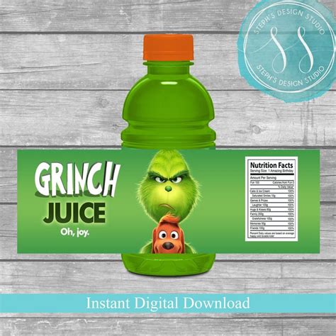 Christmas Water Bottle Labels Water Bottle Labels Christmas Etsy Grinch Bottle Labels