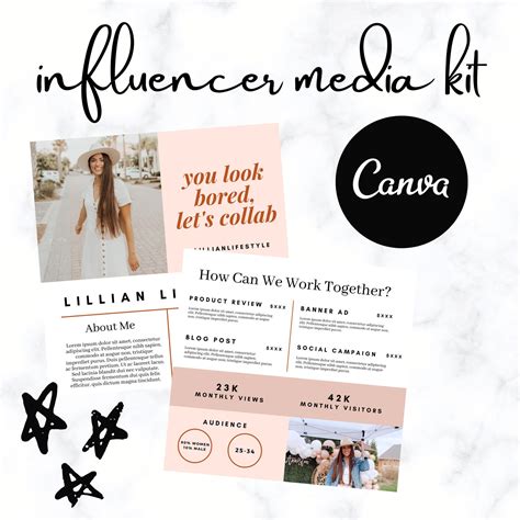 Media Kit Template Canva Blog Rate Sheet Blogger Media Kit Etsy