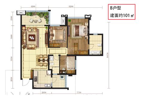 南充鸿通伴山半岛3室2厅2卫户型图 南充楼盘网