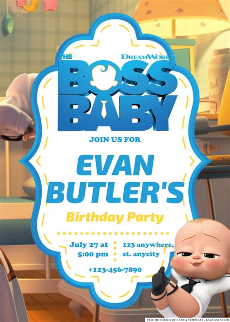 FREE PDF Invitation - Boss Baby Birthday Invitations | Bagvania