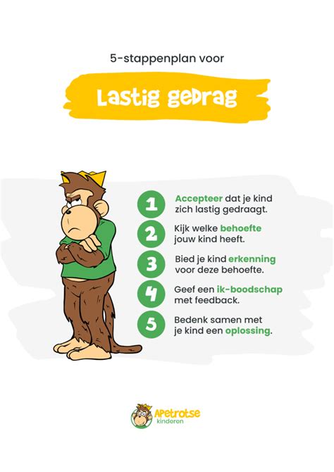 Poster 5 Stappenplan Lastig Gedrag Aanpakken Apetrotse Kinderen