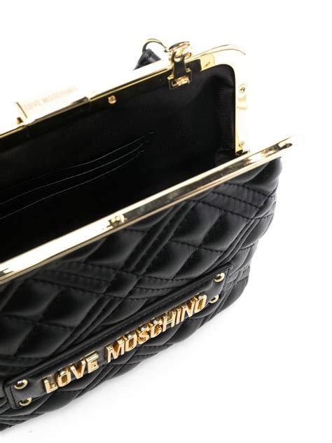 Love Moschino Logo Plaque Quilted Tote Bag Black Farfetch Uk