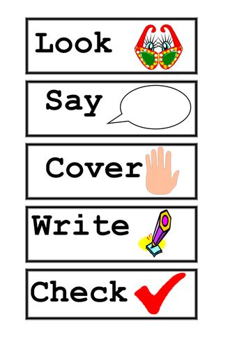 "Look; Say; Cover; Write; Check" Labels | Teaching Resources