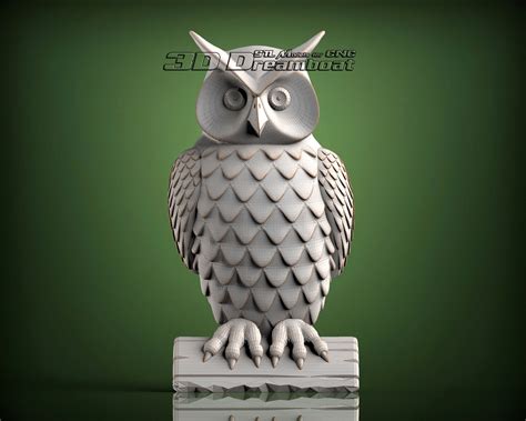 Owl 3d STL Model For CNC Router Artcam Vetric Engraver Etsy