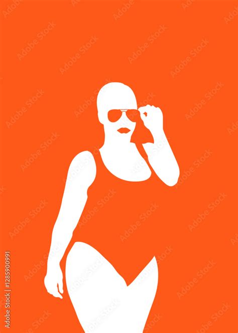 Vector De Stock Silueta De Chica Con Curvas En Bikini En Espacio