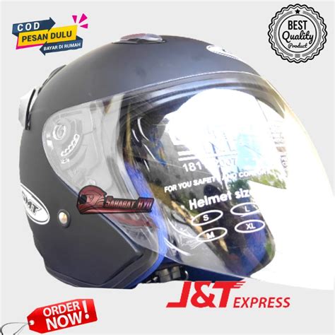 Jual Helm Gmt Polos Solid Helm Retro Half Face Helm Kaca Iridium Venom