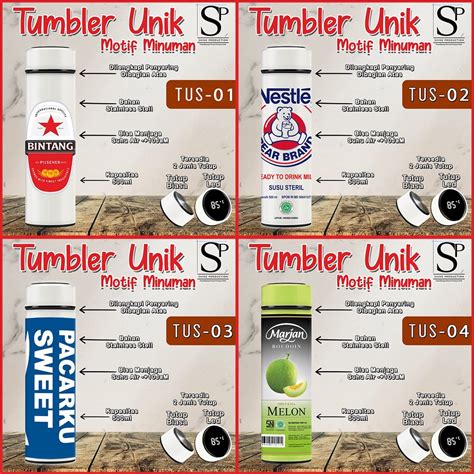 Jual Tumbler Botol Minum Unik Printing Motif Minuman Stainless Steel