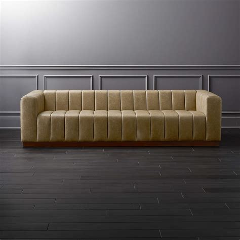 Forte Channeled Saddle Leather Extra Large Modern Sofa + Reviews | CB2