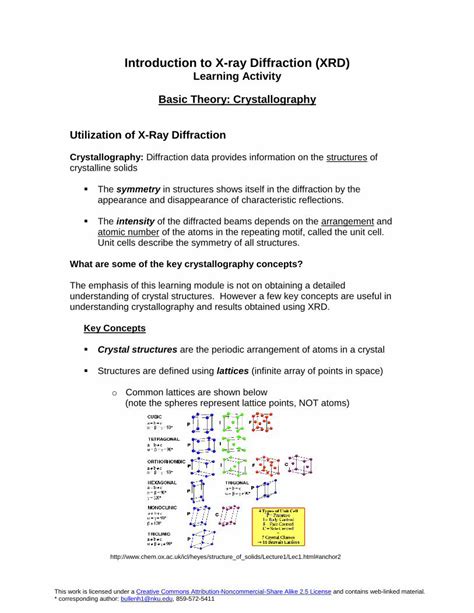 (PDF) Introduction to X-ray Diffraction (XRD) · XRD Analysis-Summary ...