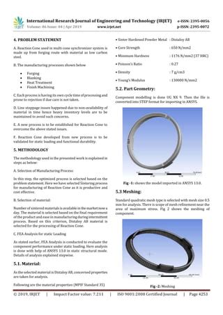 Irjet Determination Of Fatigue Life Of Sintered Inner Ring Used In