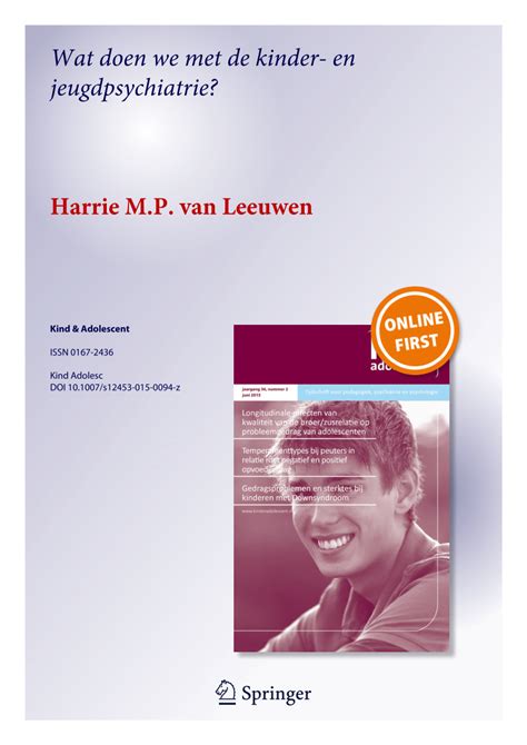 Pdf Wat Doen We Met De Kinder En Jeugdpsychiatrie