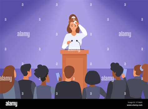 Problem Of Speakers Fear And Anxiety Of Public Speech And Events Vector