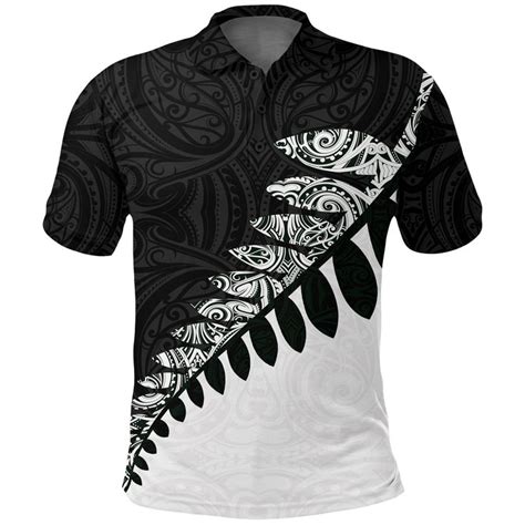 Aio Pride New Zealand Polo Shirt Maori Silver Fern Black White Aio