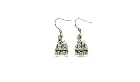 Castle Earrings Castle Charm Castle Jewelry Silver Castle Etsy