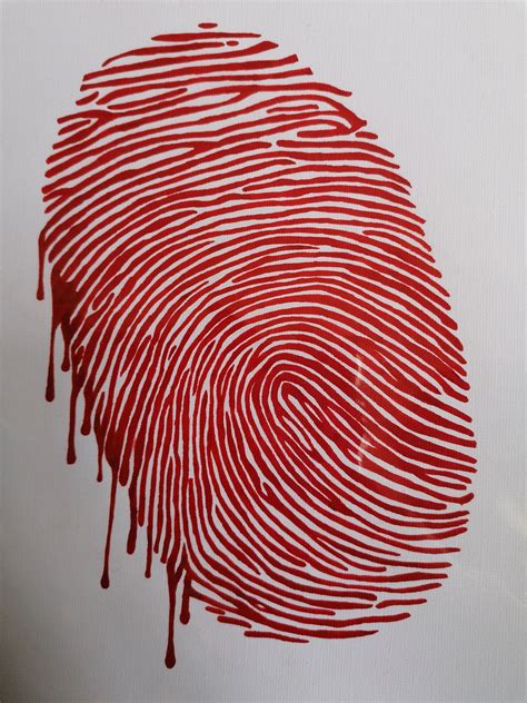 Hand Drawn Real Human Bloody Fingerprint Murder Original Art - Etsy