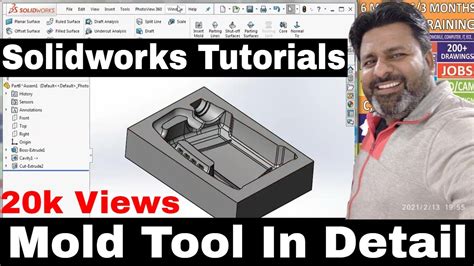 Mold Tools In Solidworks Tutorial Solidworks Mold Tools Core