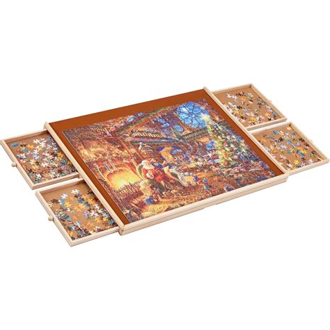 YISHAN Wooden Jigsaw Puzzle Board Table for 1000 Pieces with Drawers ...