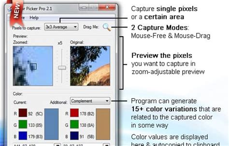 Windows Color Picker Pro Pick Single Or Multiple Pixel Colors Anywhere On Your Screen In More