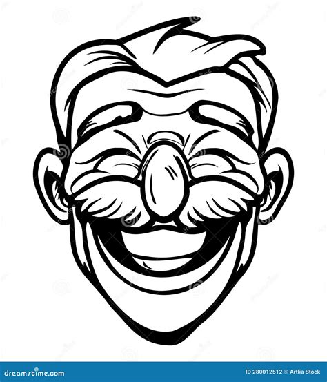 Comic Character Caricature Adult Man Male Laughing Loud Portrait Vector