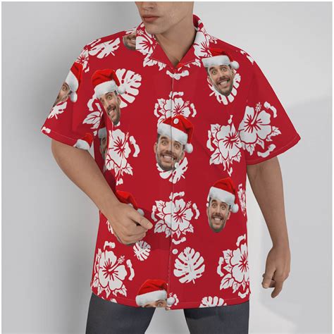 Hibiscus Custom Face Christmas Men S Hawaiian Shirt Vinco Hawaiian Shirts