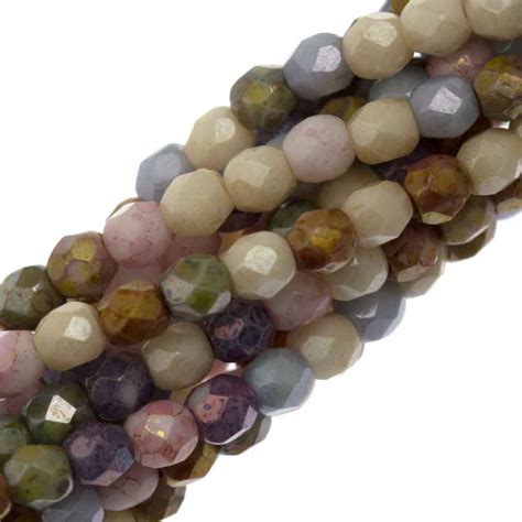 100 Czech Fire Polished 4mm Round Bead Opaque Luster Mix Color 10000p Aura Crystals Llc